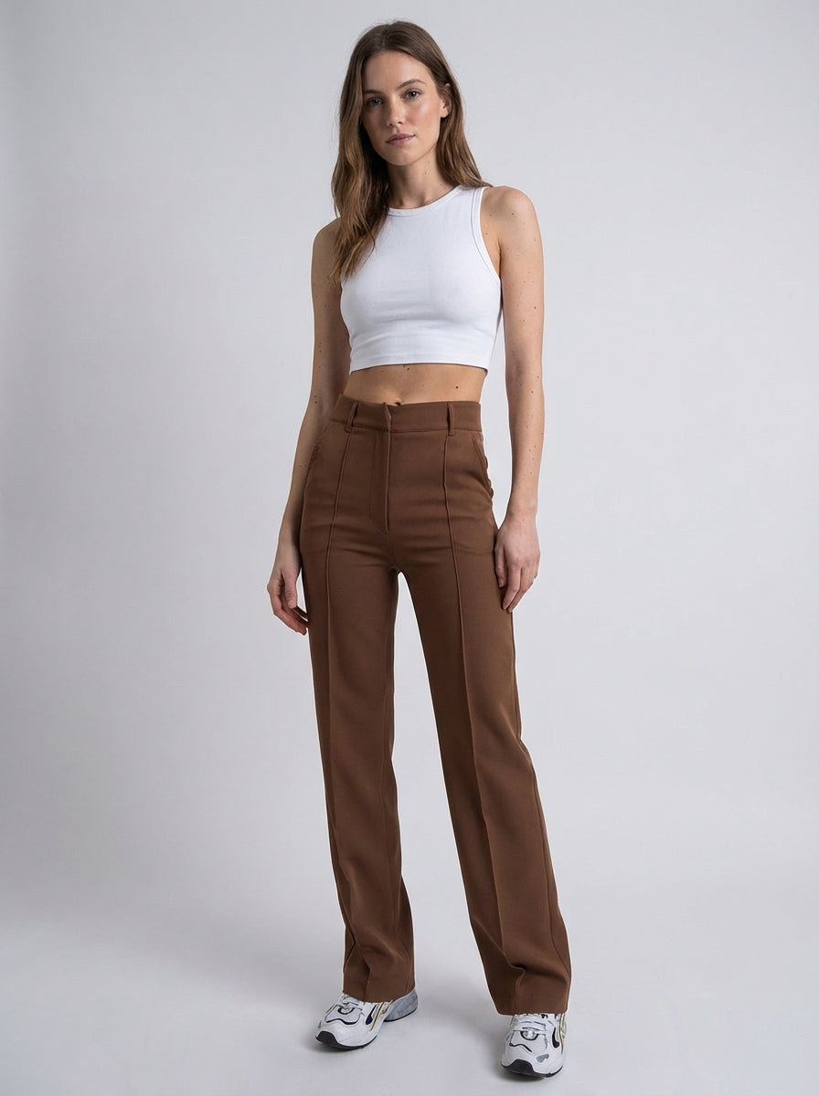 Women’s High-Waisted Wide-Leg Trousers with Pockets