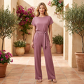 Women's Belted Wide Leg Jumpsuit