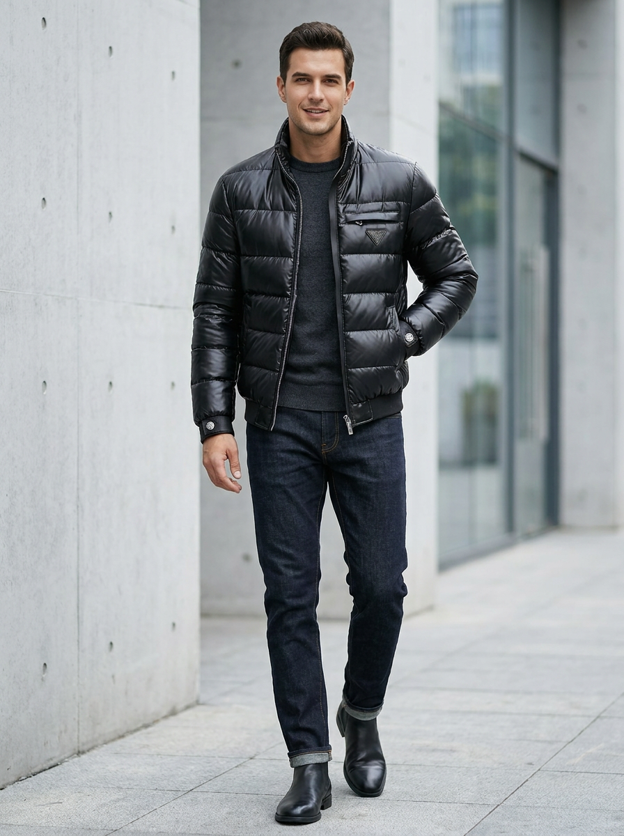 Doudoune légère pour homme à col montant