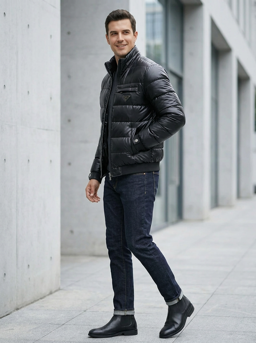 Doudoune légère pour homme à col montant
