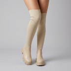 Women's Over-the-Knee Knit Chunky Sole Boots