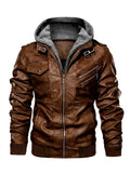 Men’s Hooded Biker Jacket with Multi-Pocket Detail