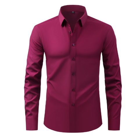 Men's Slim Fit Long Sleeve Button-Up Dress Shirt