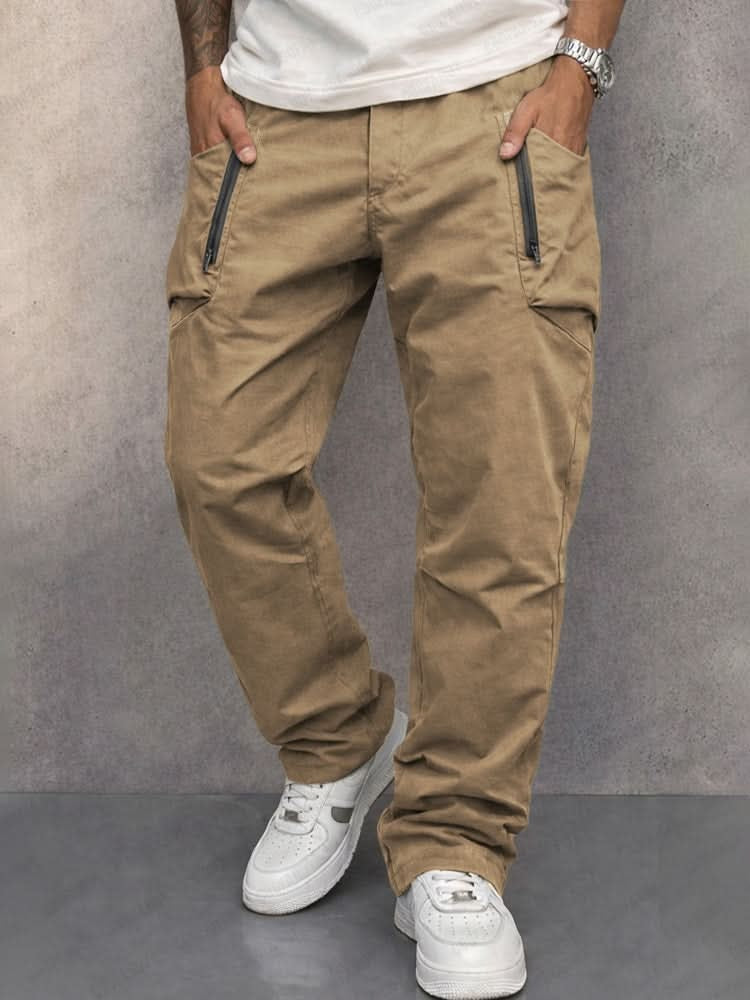 Men’s Cotton Cargo Trousers with Zip Pockets