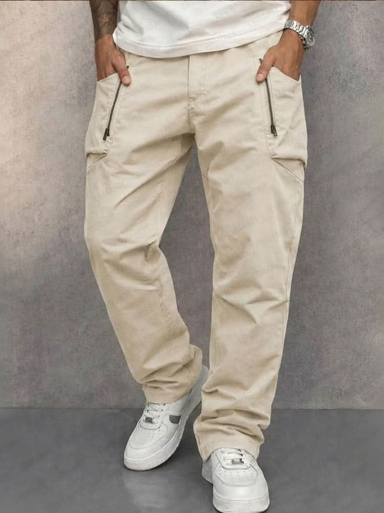 Men’s Cotton Cargo Trousers with Zip Pockets