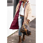 Manteau matelassé long pour femme avec capuche