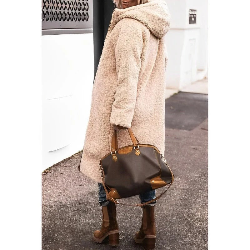 Manteau matelassé long pour femme avec capuche