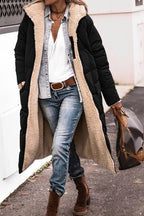 Manteau matelassé long pour femme avec capuche