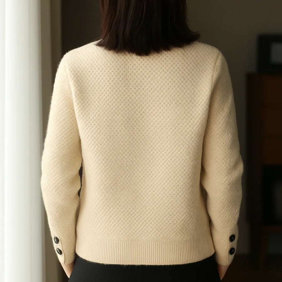 Women's White Cardigan | Button-Front Knit Sweater