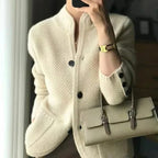Women's White Cardigan | Button-Front Knit Sweater