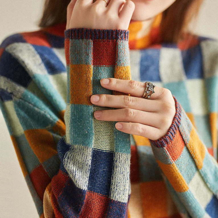 Pull décontracté à carreaux pour femme