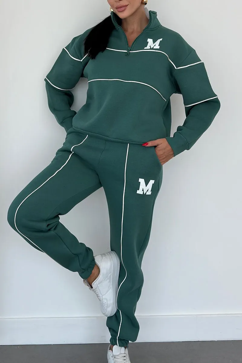 Ensemble de survêtement pour femme avec demi-fermeture éclair et pantalon de jogging