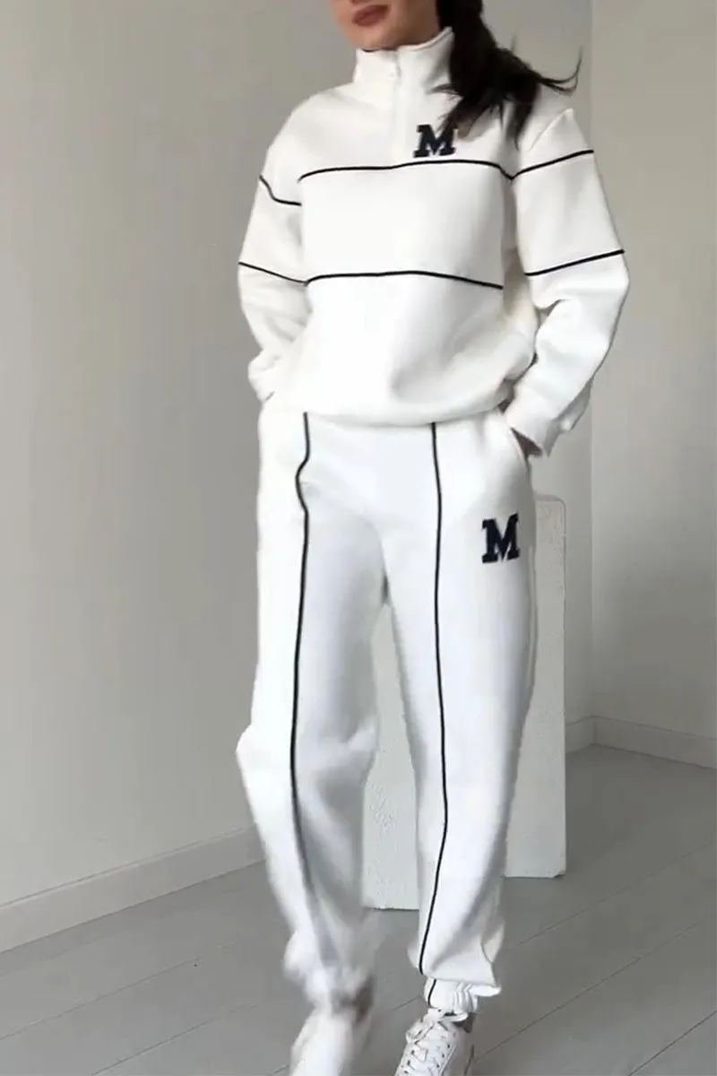 Ensemble de survêtement pour femme avec demi-fermeture éclair et pantalon de jogging