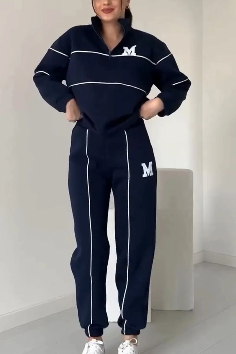 Ensemble de survêtement pour femme avec demi-fermeture éclair et pantalon de jogging