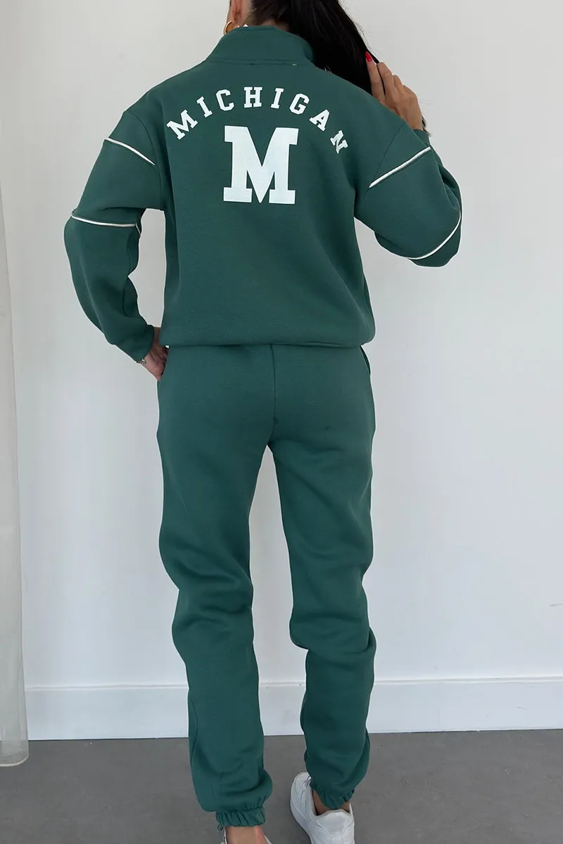 Ensemble de survêtement pour femme avec demi-fermeture éclair et pantalon de jogging