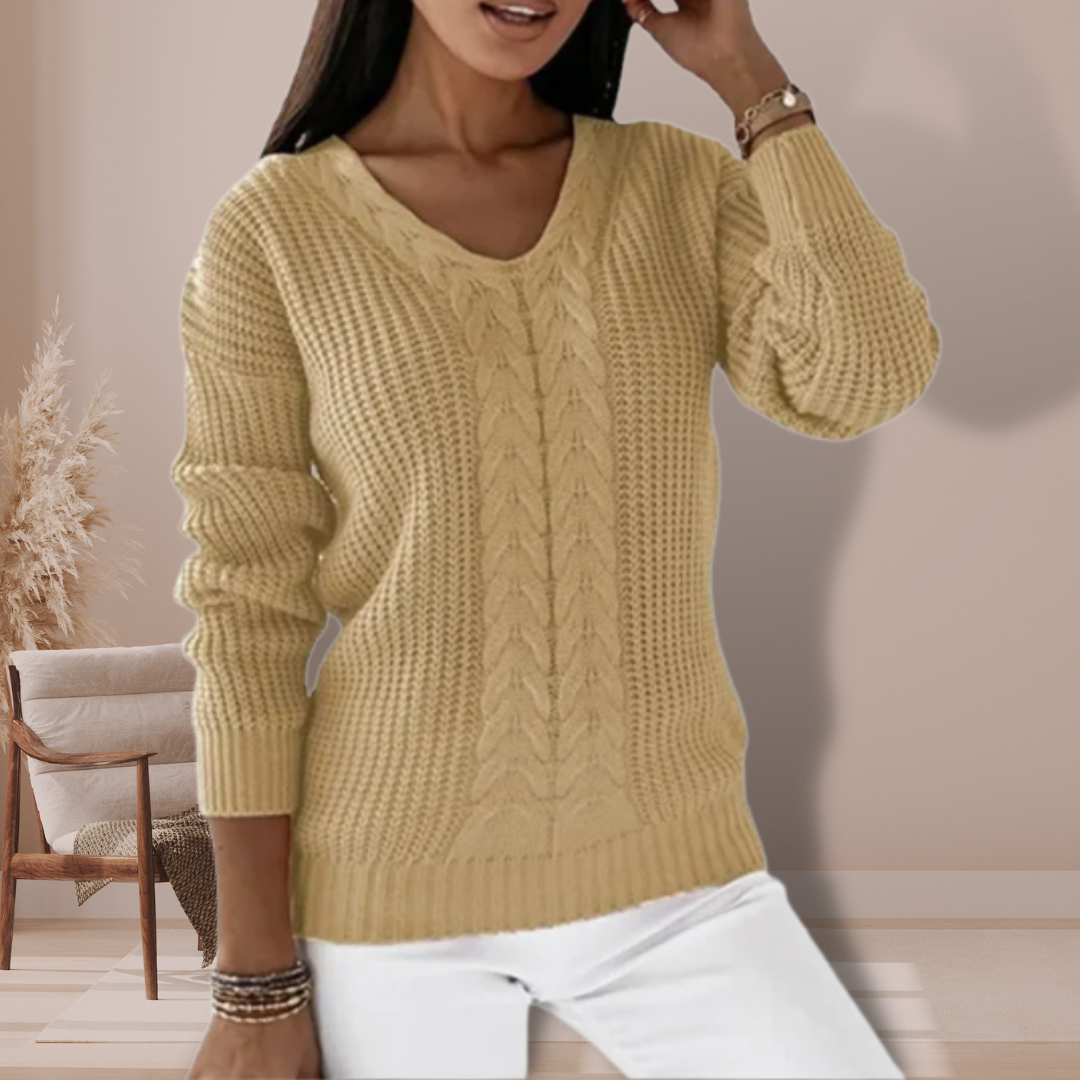 Women’s Cable Knit V-Neck Jumper