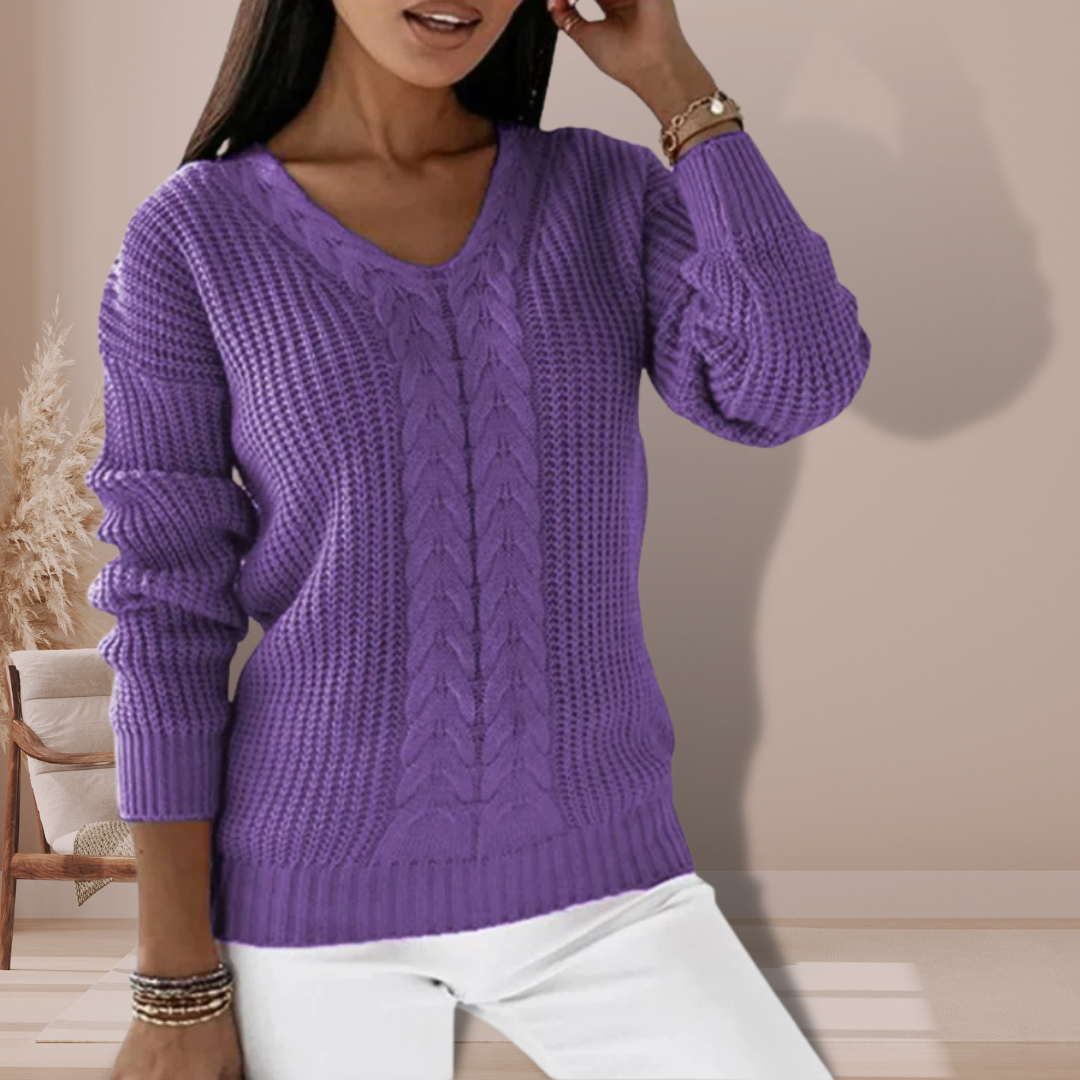 Women’s Cable Knit V-Neck Jumper