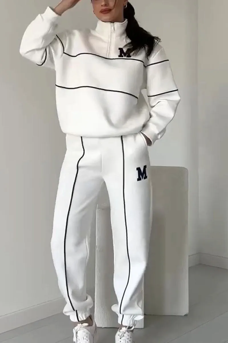 Ensemble de survêtement pour femme avec demi-fermeture éclair et pantalon de jogging