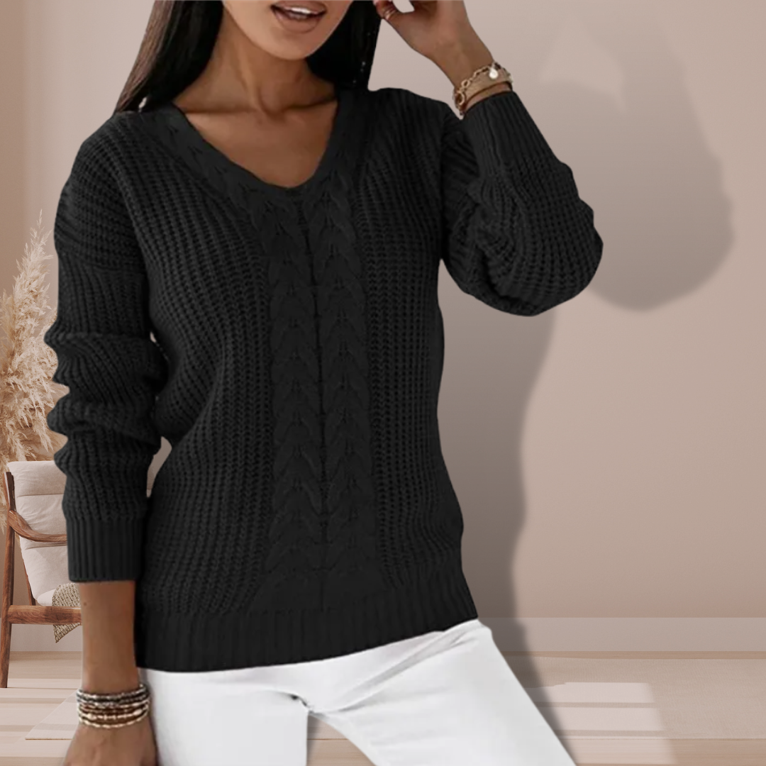 Women’s Cable Knit V-Neck Jumper