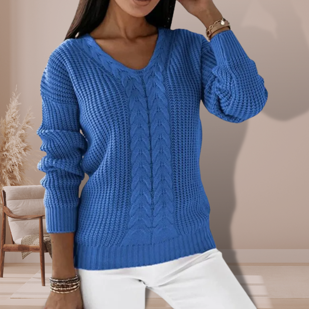 Women’s Cable Knit V-Neck Jumper