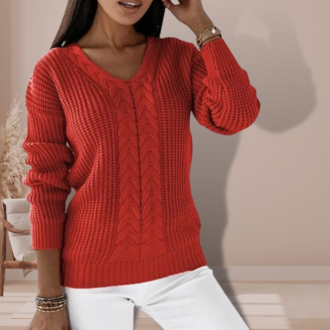 Women’s Cable Knit V-Neck Jumper