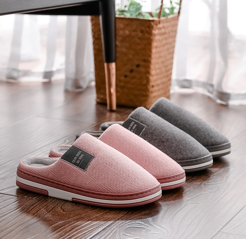 Unisex Herringbone Slip-On House Slippers