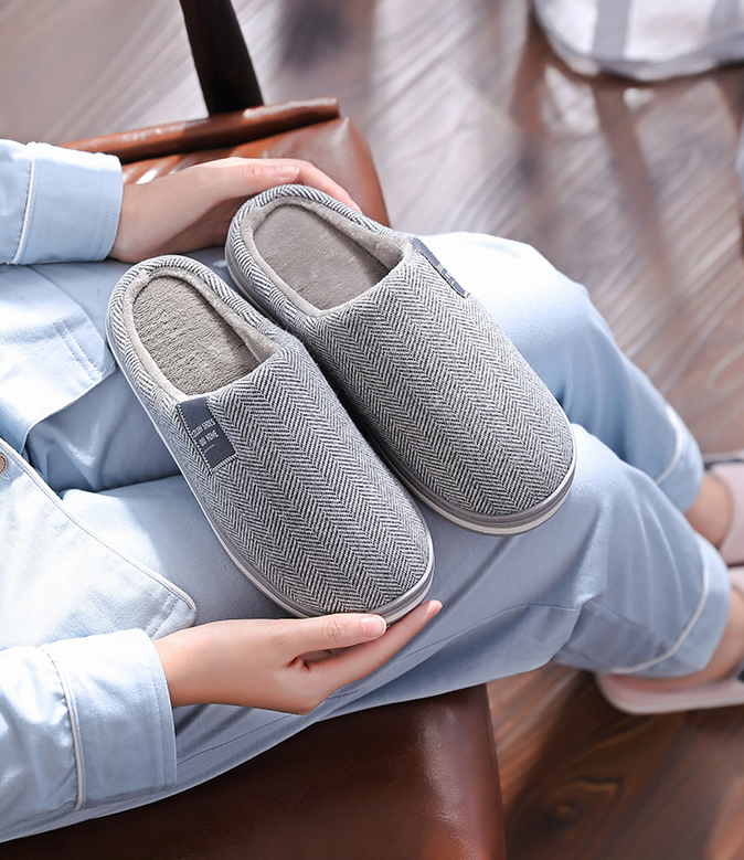 Unisex Herringbone Slip-On House Slippers