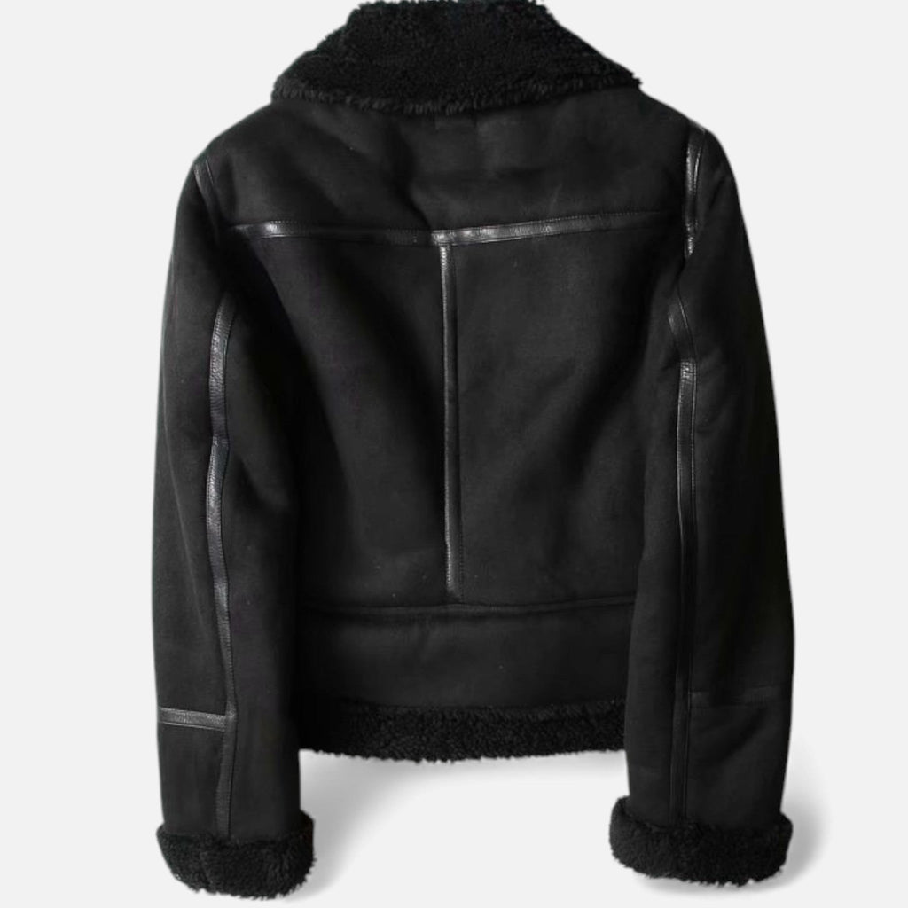 Women's Faux Suede Shearling Biker Jacket