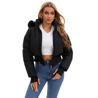 Veste courte matelassée pour femme | Manteau d’hiver matelassé à capuche