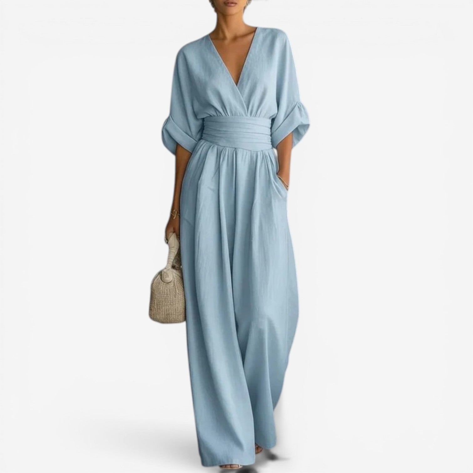 Women's V-Neck Wide Leg Jumpsuit