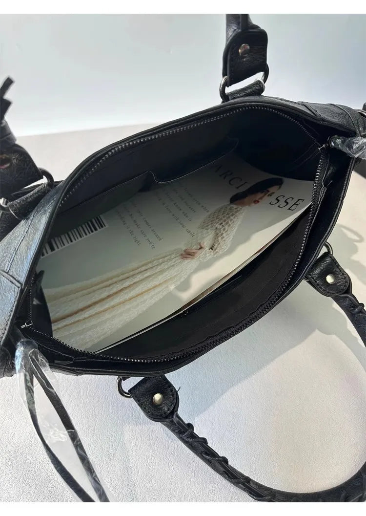 Women's PU Leather Duffel Bag with Crossbody Strap