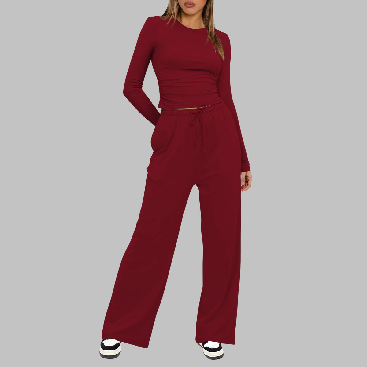 Women’s Long Sleeve Top & Wide Leg Trousers Set