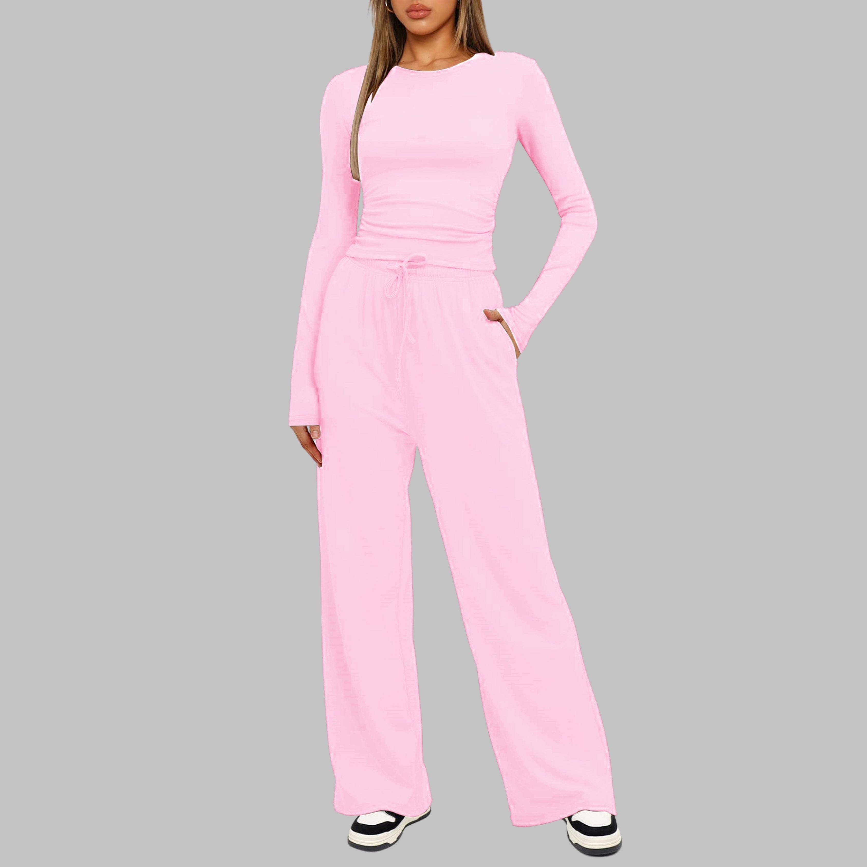 Women’s Long Sleeve Top & Wide Leg Trousers Set
