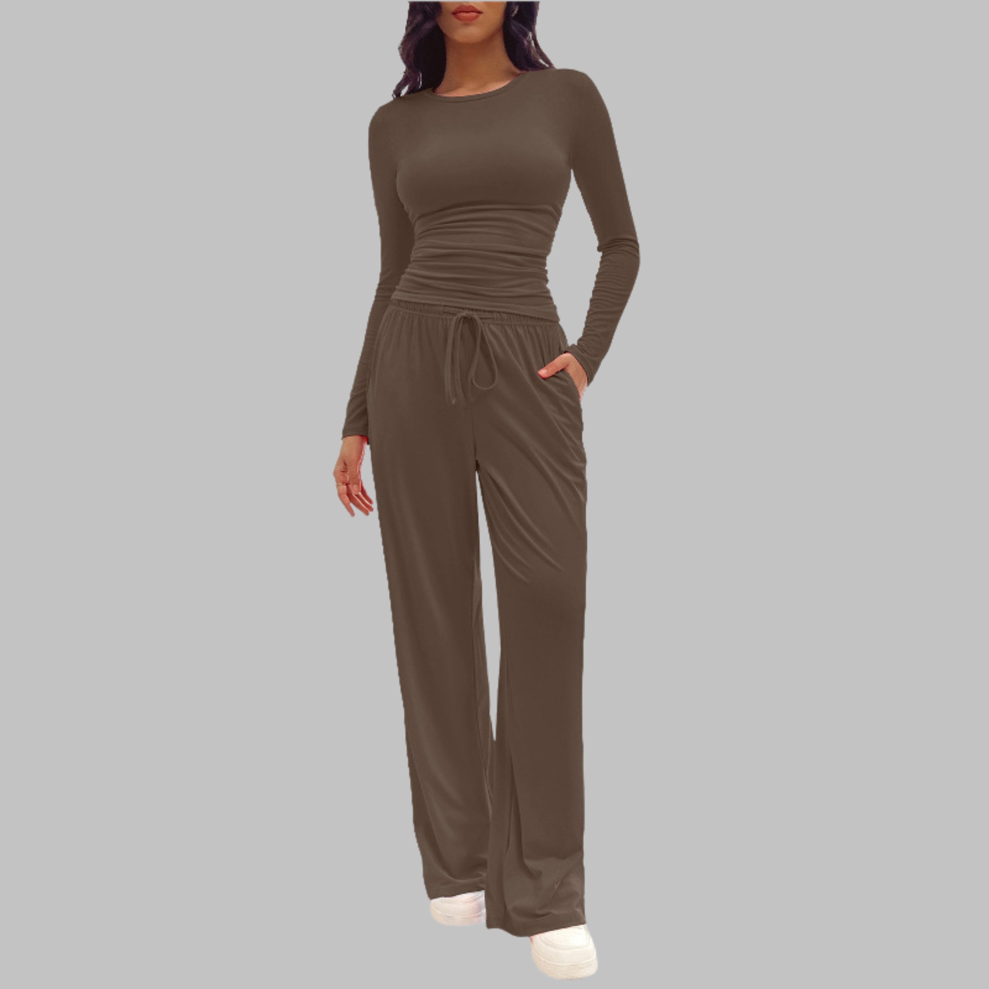 Women’s Long Sleeve Top & Wide Leg Trousers Set