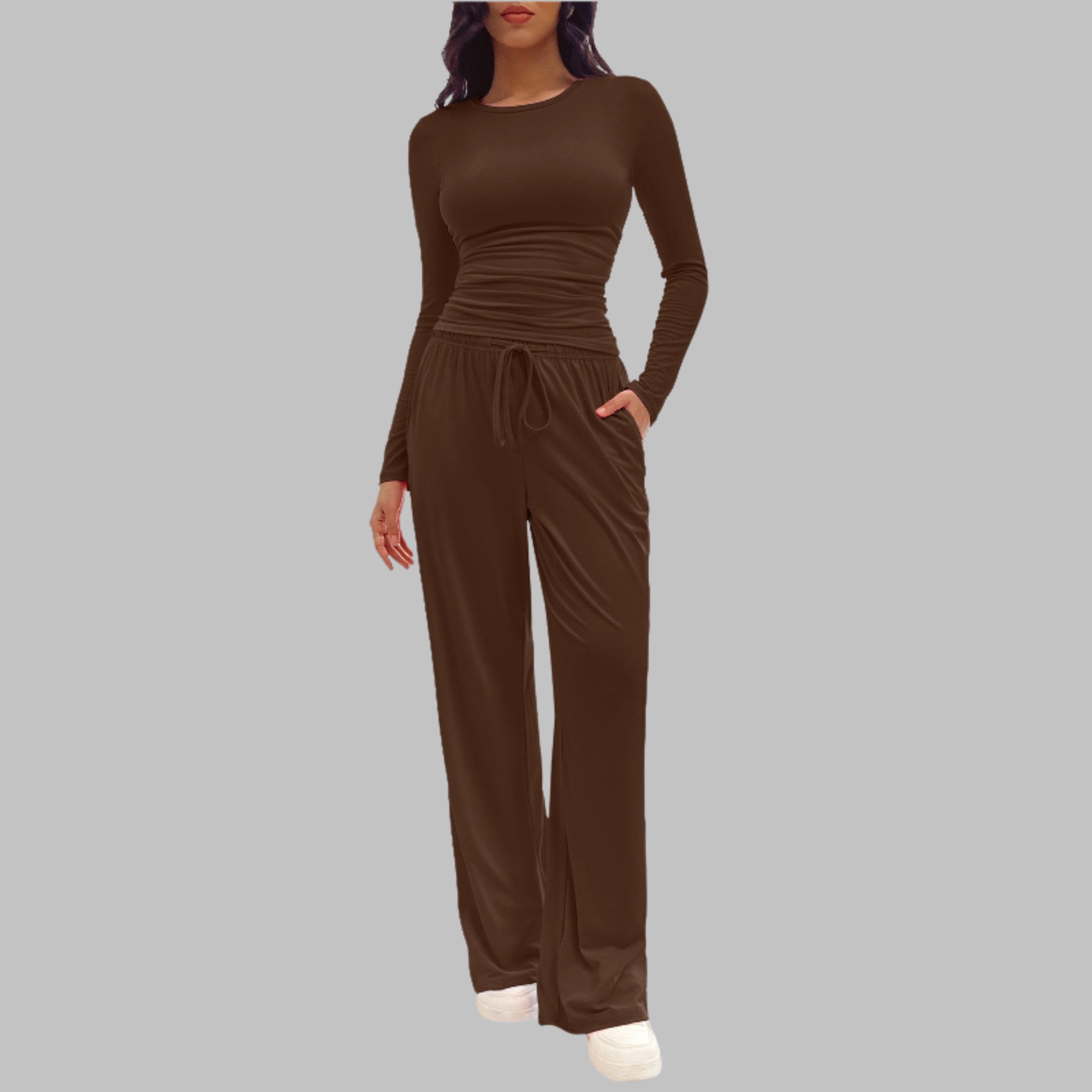 Women’s Long Sleeve Top & Wide Leg Trousers Set