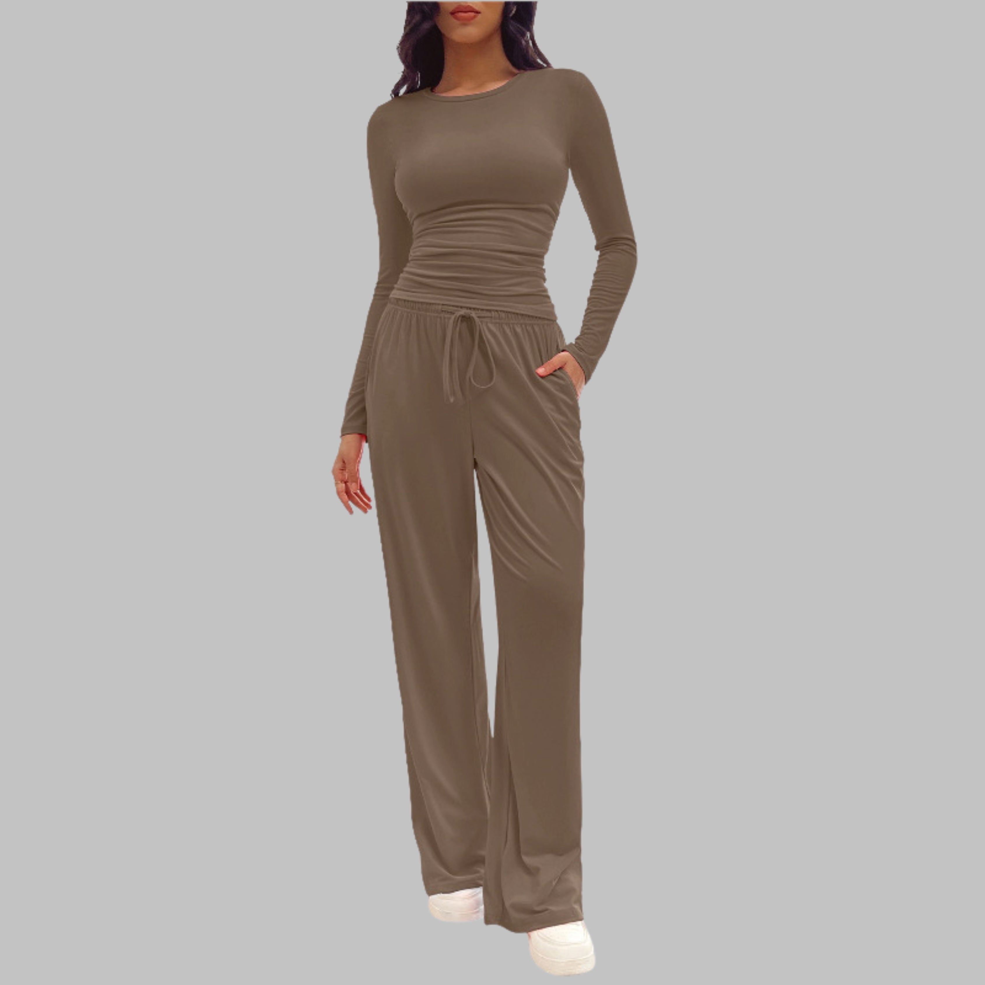 Women’s Long Sleeve Top & Wide Leg Trousers Set
