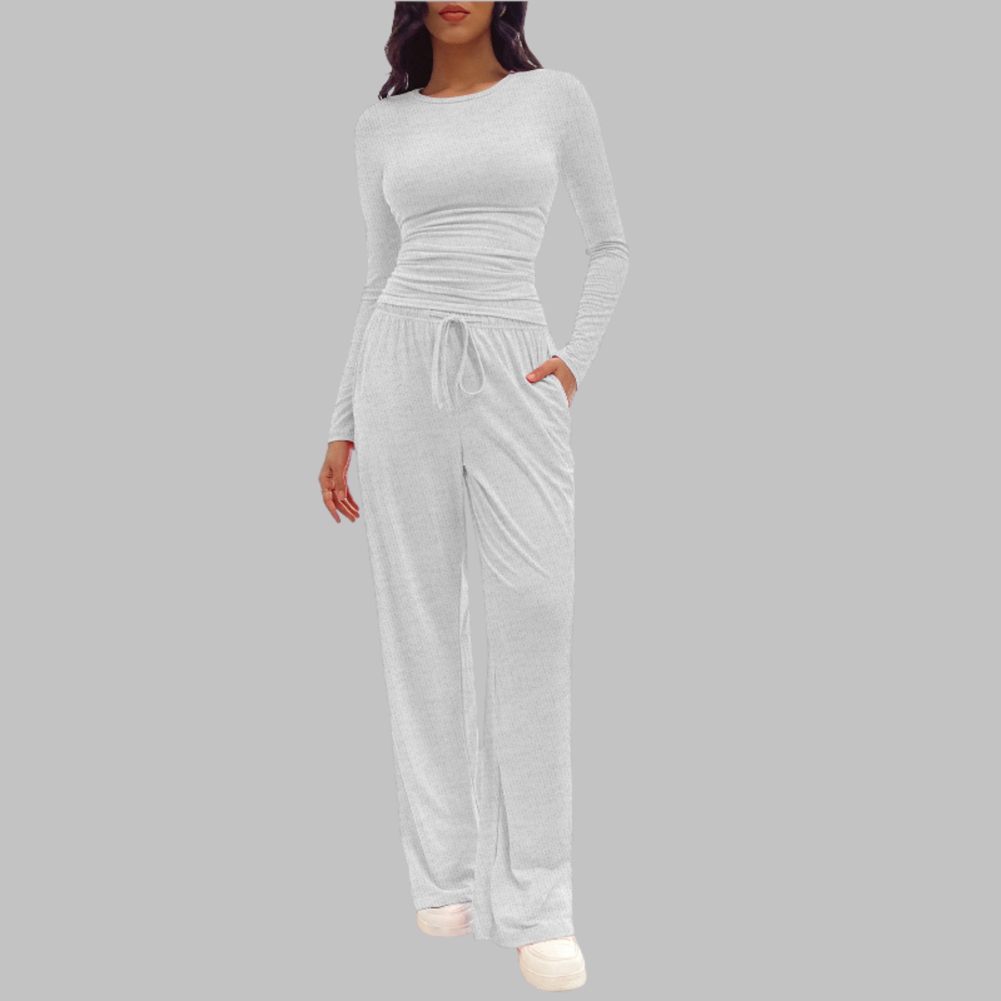 Women’s Long Sleeve Top & Wide Leg Trousers Set