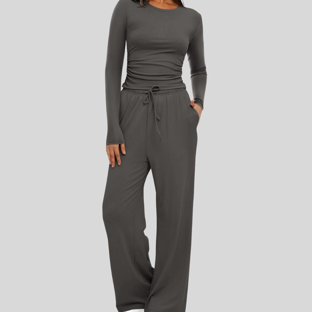 Women’s Long Sleeve Top & Wide Leg Trousers Set