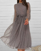 Polka Dot Midi Dress with Tie Waist