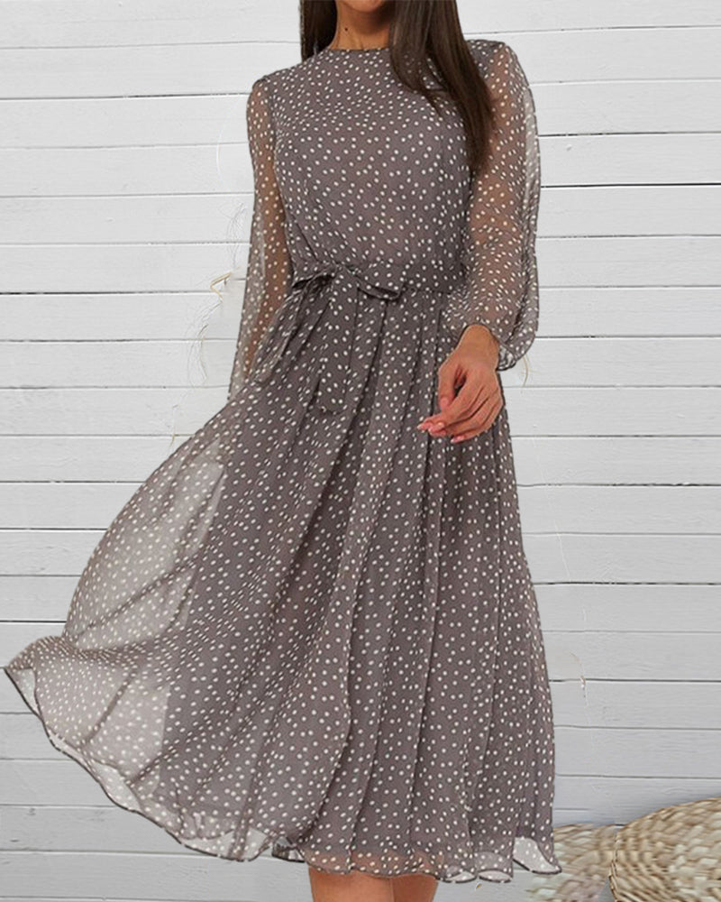 Women's Chiffon Maxi Dress for Summer with Tie Waist