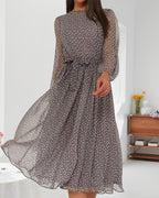 Polka Dot Midi Dress with Tie Waist