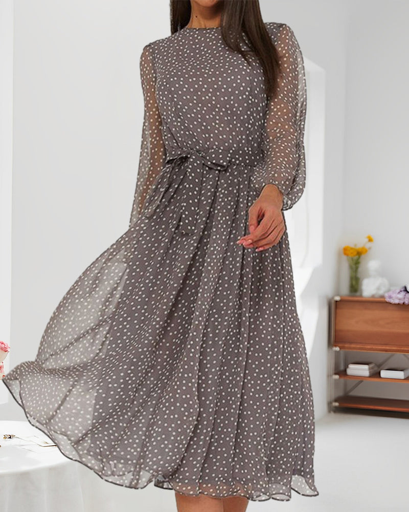 Women's Chiffon Maxi Dress for Summer with Tie Waist