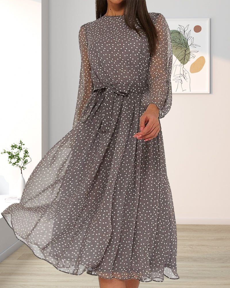 Women's Chiffon Maxi Dress for Summer with Tie Waist