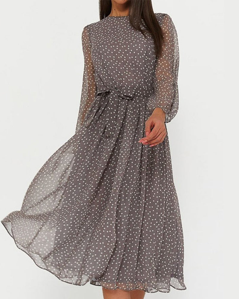 Women's Chiffon Maxi Dress for Summer with Tie Waist