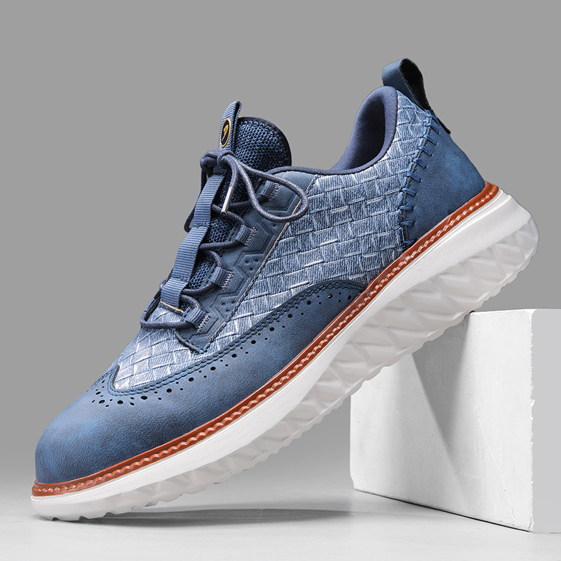 Chaussures décontractées à lacets et semelle compensée tressée pour homme