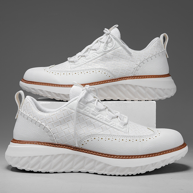 Men’s Woven Lace-Up Platform Casual Shoes