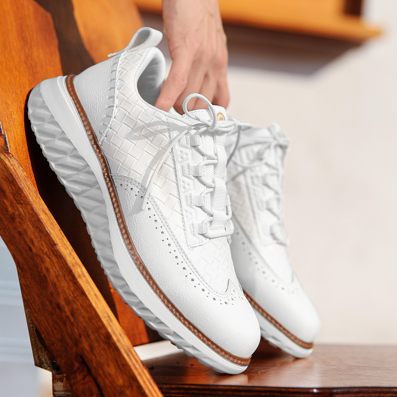 Men’s Woven Lace-Up Platform Casual Shoes