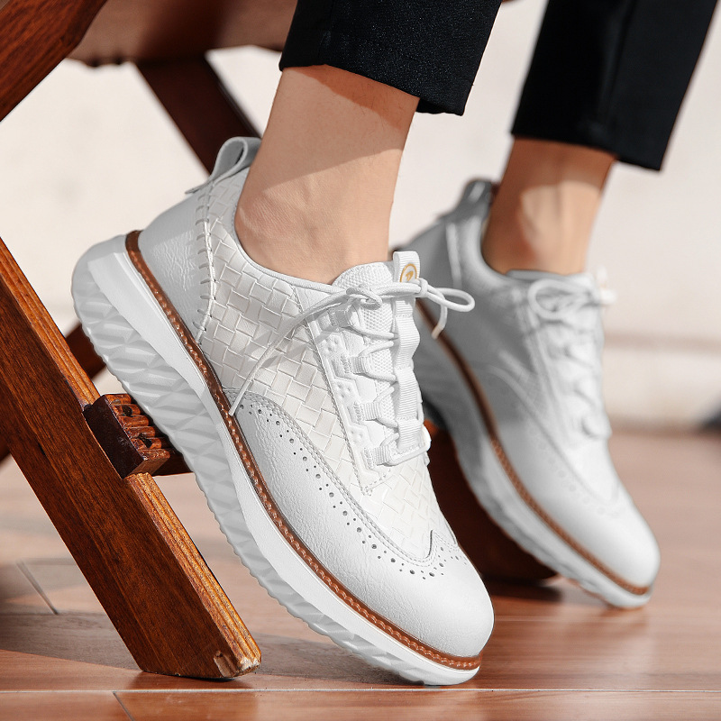 Men’s Woven Lace-Up Platform Casual Shoes