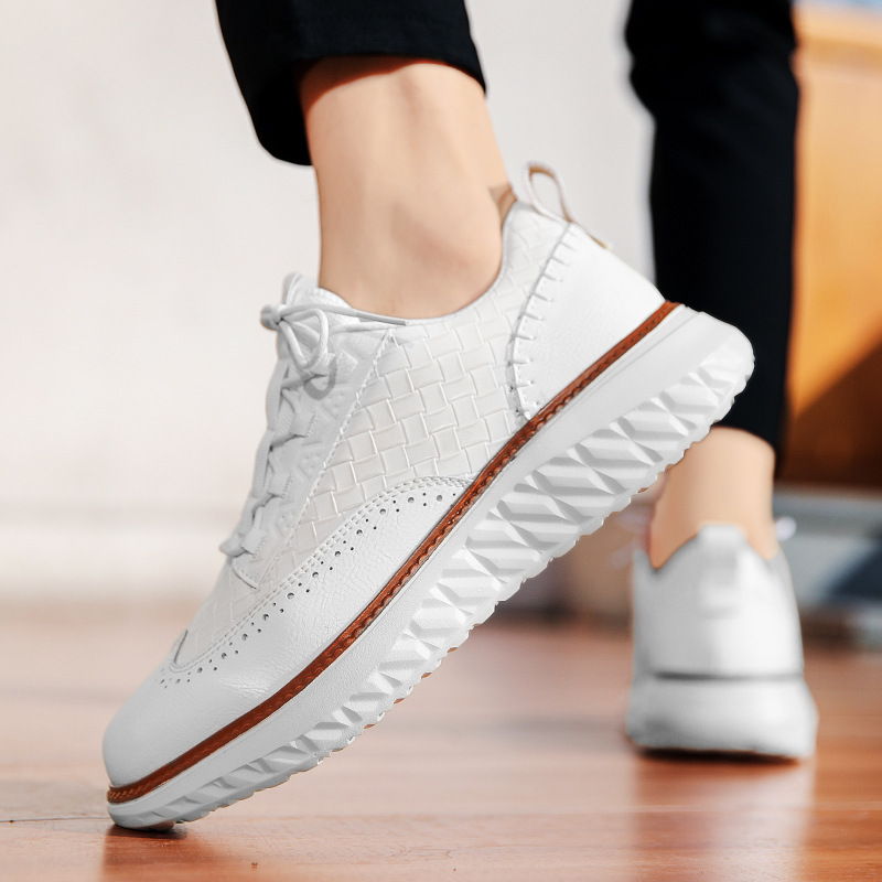 Men’s Woven Lace-Up Platform Casual Shoes