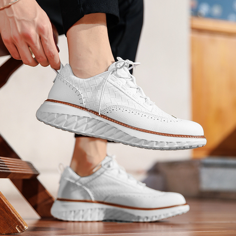 Men’s Woven Lace-Up Platform Casual Shoes